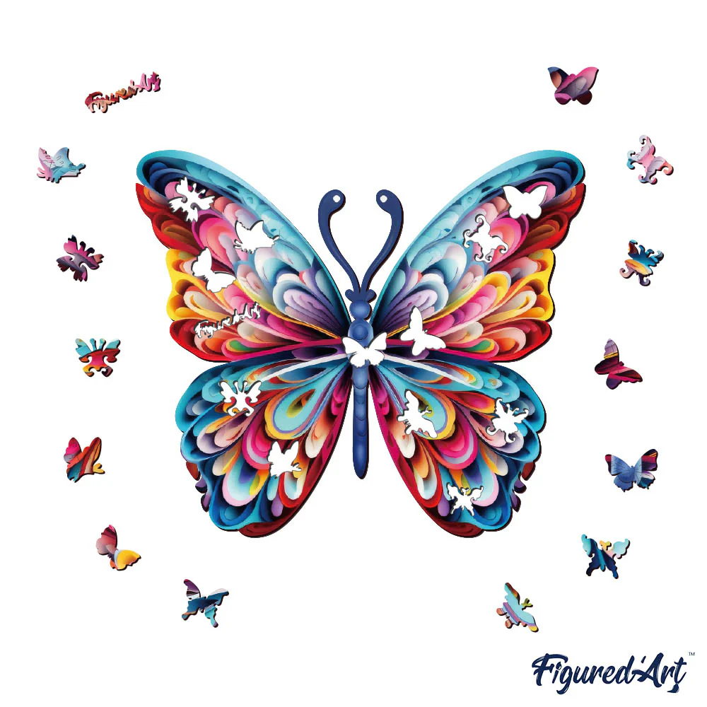 Wooden Puzzle - Beautiful Rainbow Butterfly - Image 8