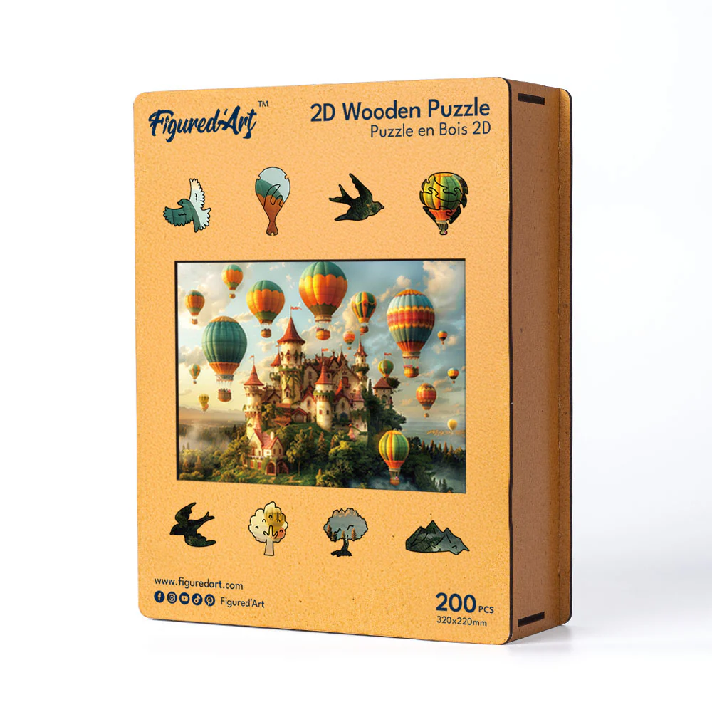 Wooden Puzzle - Castle with Hot Air Balloons - Image 2