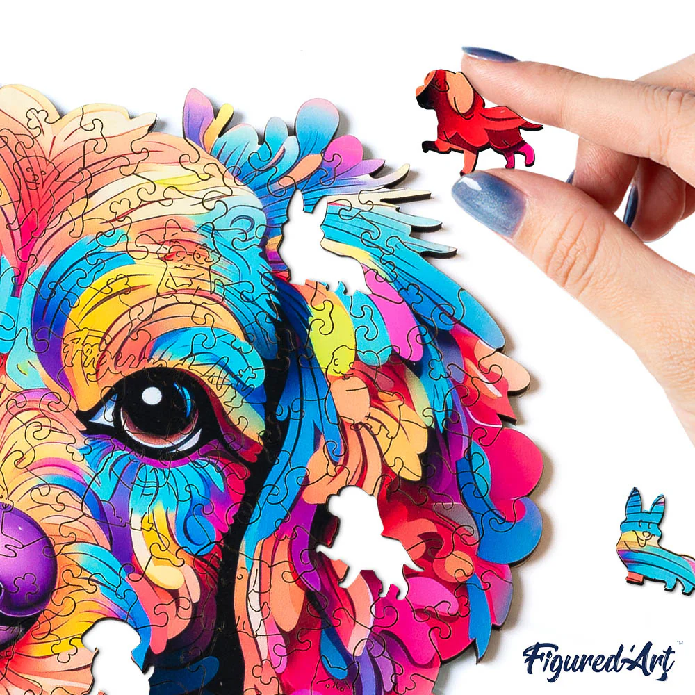 Wooden Puzzle - Colorful Dog Portrait - Image 5