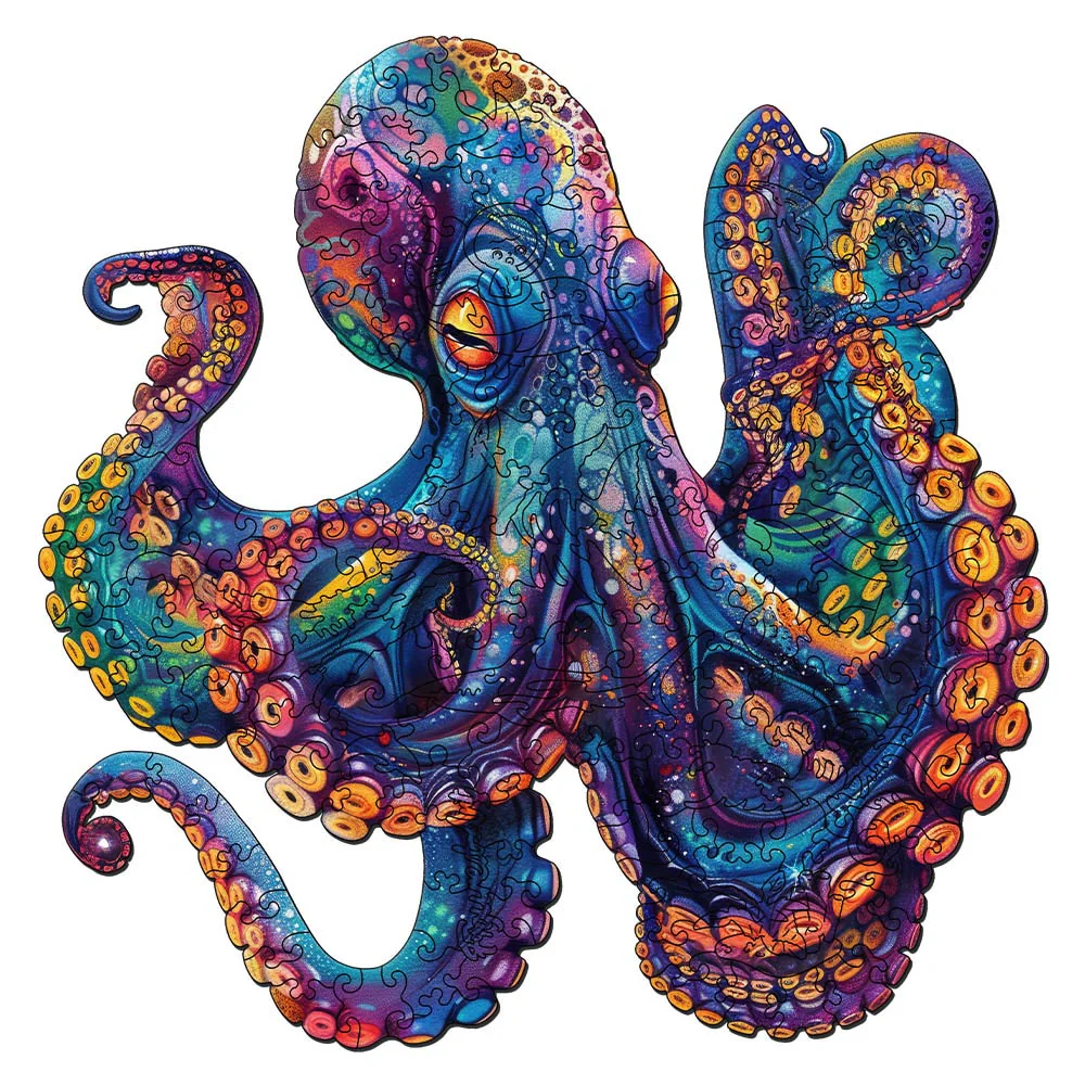 Wooden Puzzle - Colorful Octopus - Image 3