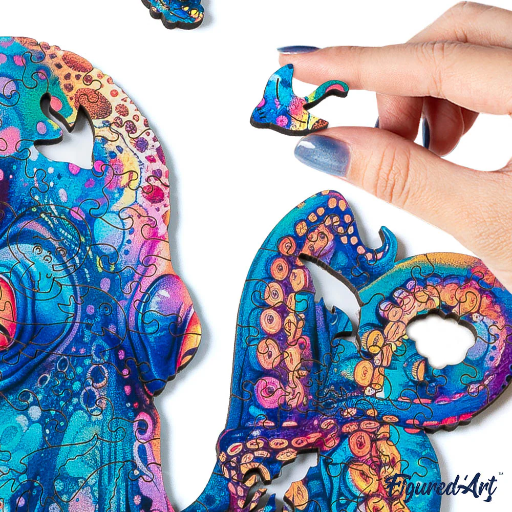 Wooden Puzzle - Colorful Octopus - Image 5