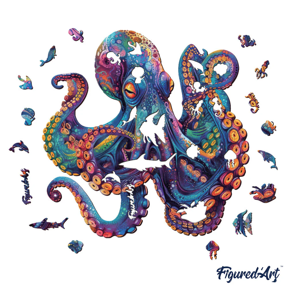 Wooden Puzzle - Colorful Octopus - Image 8