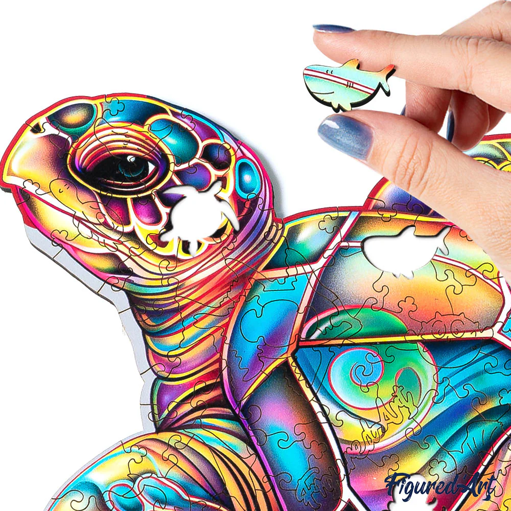 Wooden Puzzle - Colorful Sea Turtle - Image 5