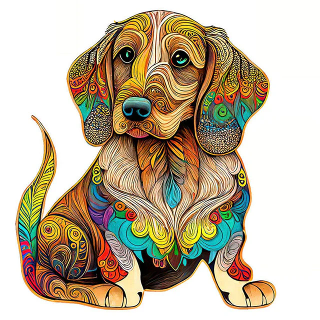 Wooden Puzzle - Coloured Dachshund