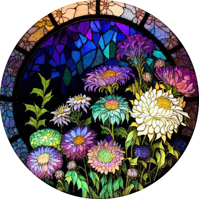 Wooden Puzzle - Colourful Hydrangeas