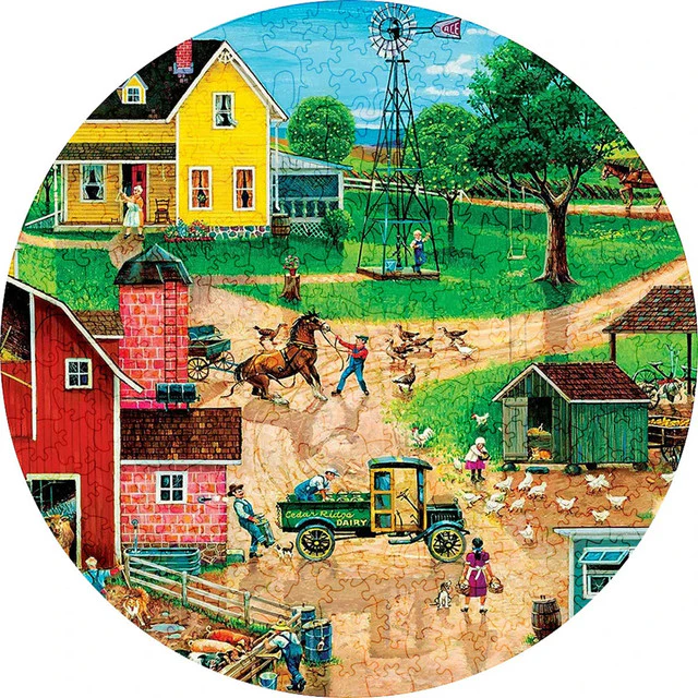 Wooden Puzzle - Colourful Village