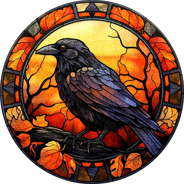 Wooden Puzzle - Crow in Fall