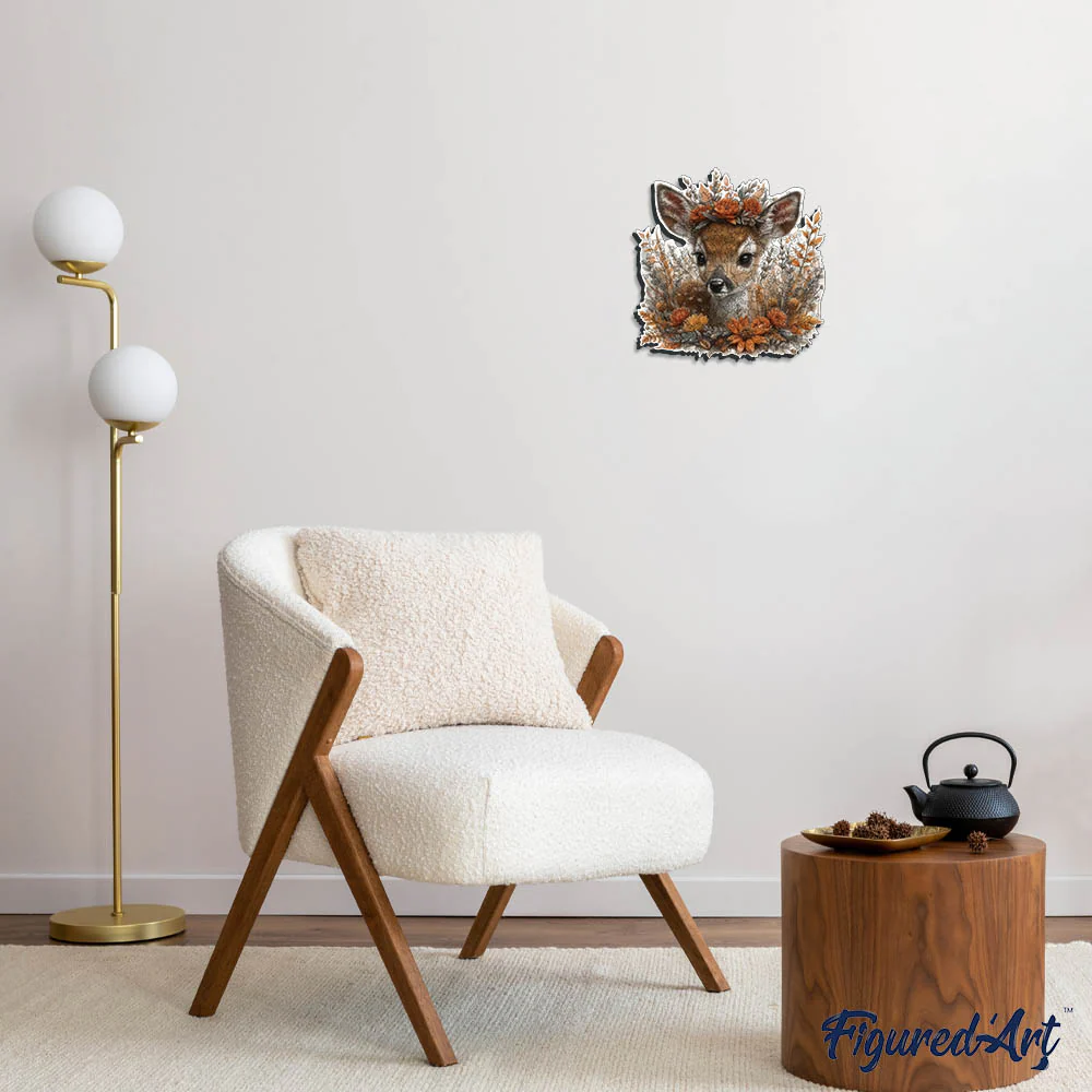Wooden Puzzle - Fawn with Flowers - Image 4