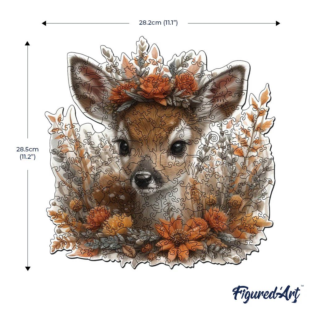 Wooden Puzzle - Fawn with Flowers - Image 7