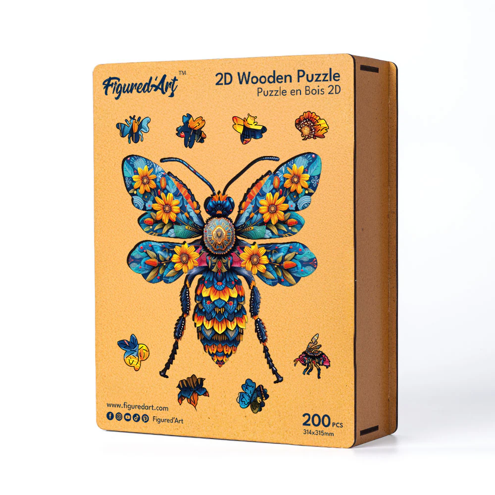 Wooden Puzzle - Floral Bee - Image 2