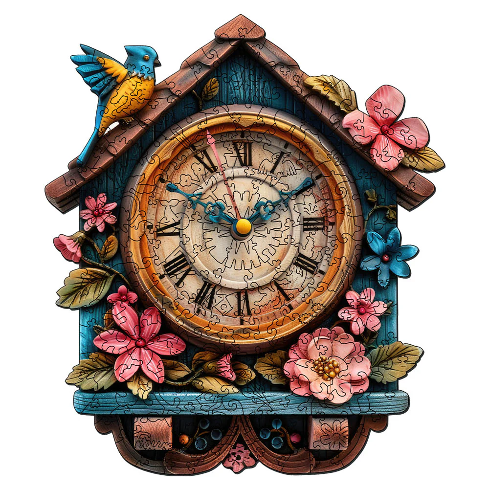 Wooden Puzzle - Floral Cuckoo Clock - Image 3