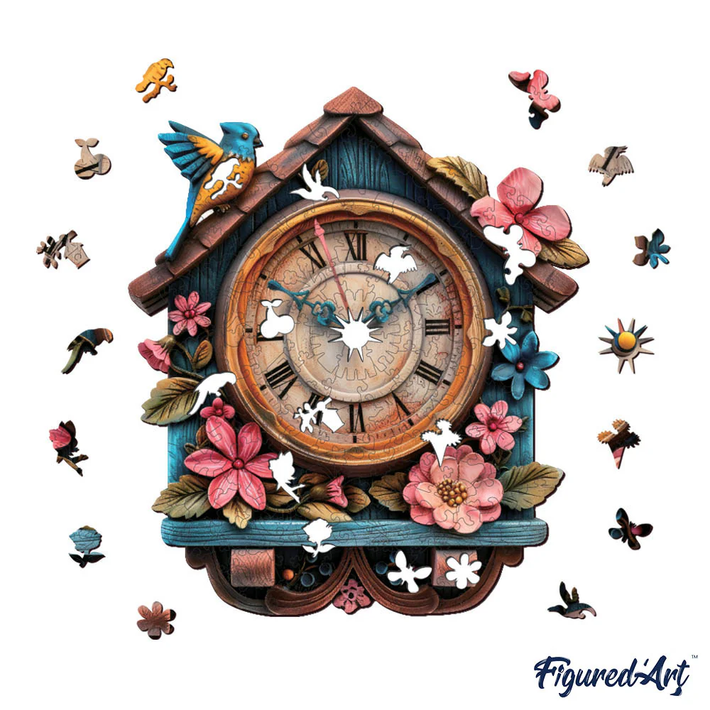 Wooden Puzzle - Floral Cuckoo Clock - Image 8