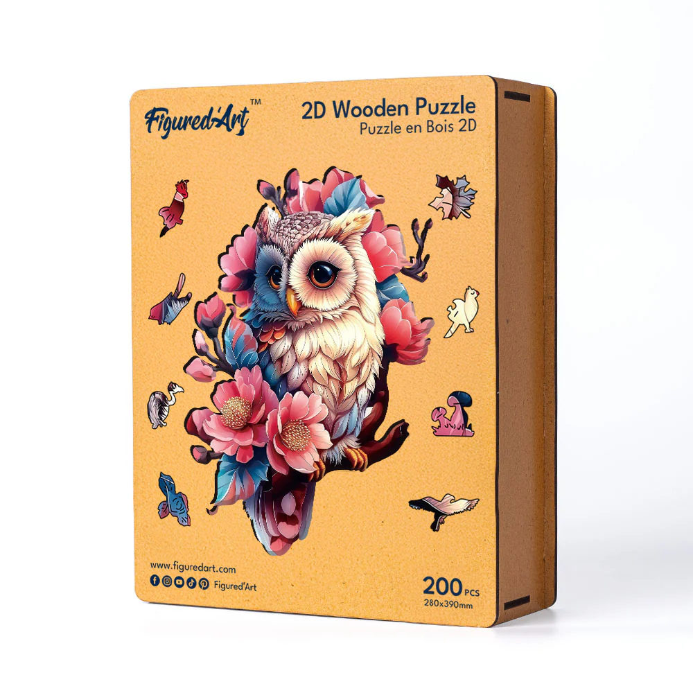 Wooden Puzzle - Floral Owl - Image 2