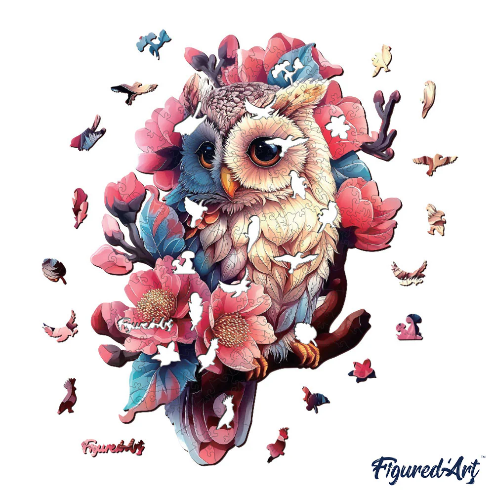 Wooden Puzzle - Floral Owl - Image 8