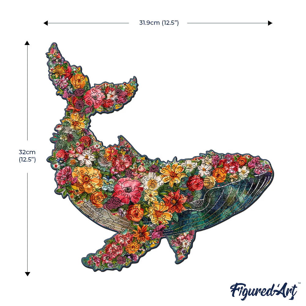 Wooden Puzzle - Floral Whale - Image 7