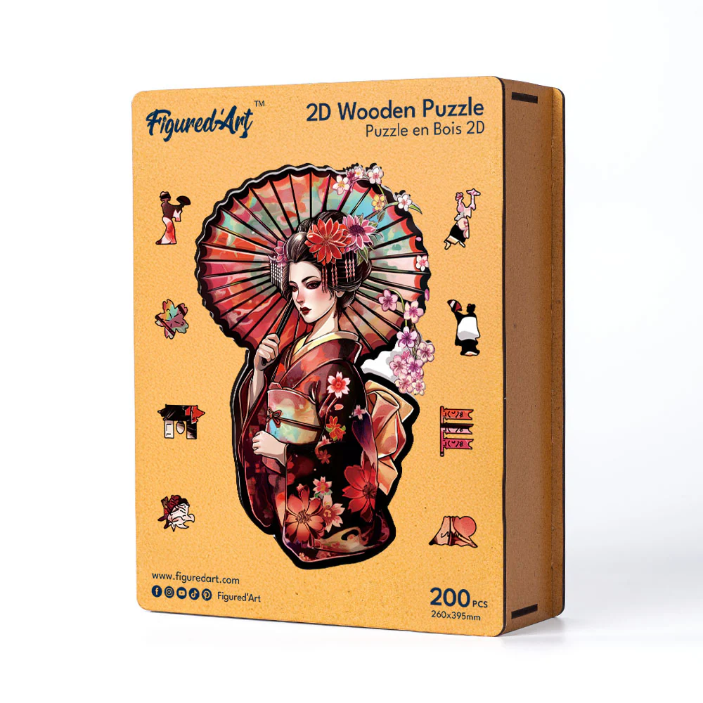 Wooden Puzzle - Geisha with Parasol - Image 2