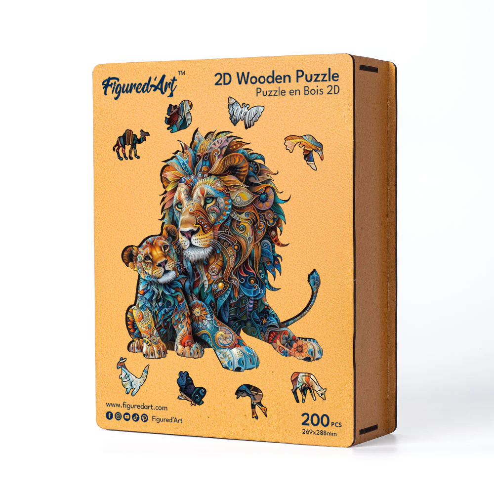 Wooden Puzzle - Lion and Cub - Image 2