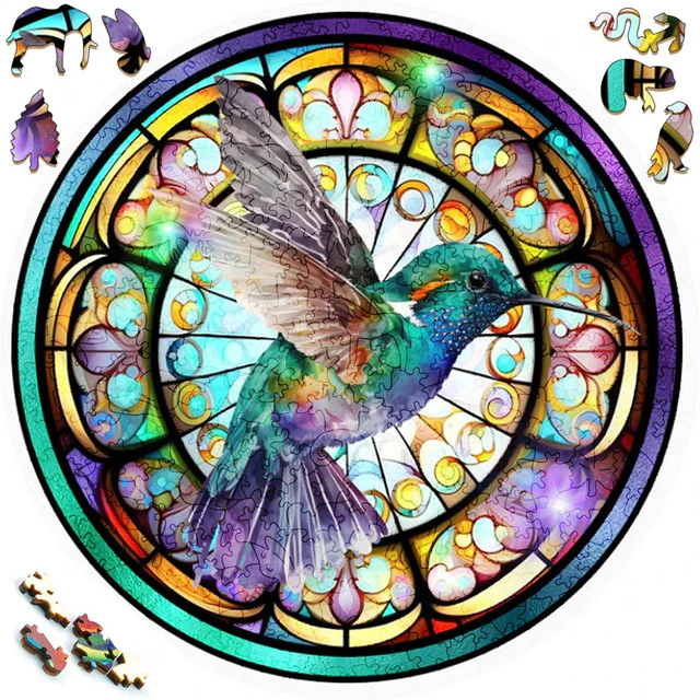 Wooden Puzzle - Pastel Hummingbird