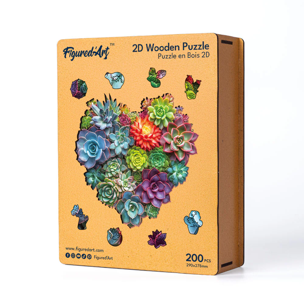 Wooden Puzzle - Succulent Heart - Image 2
