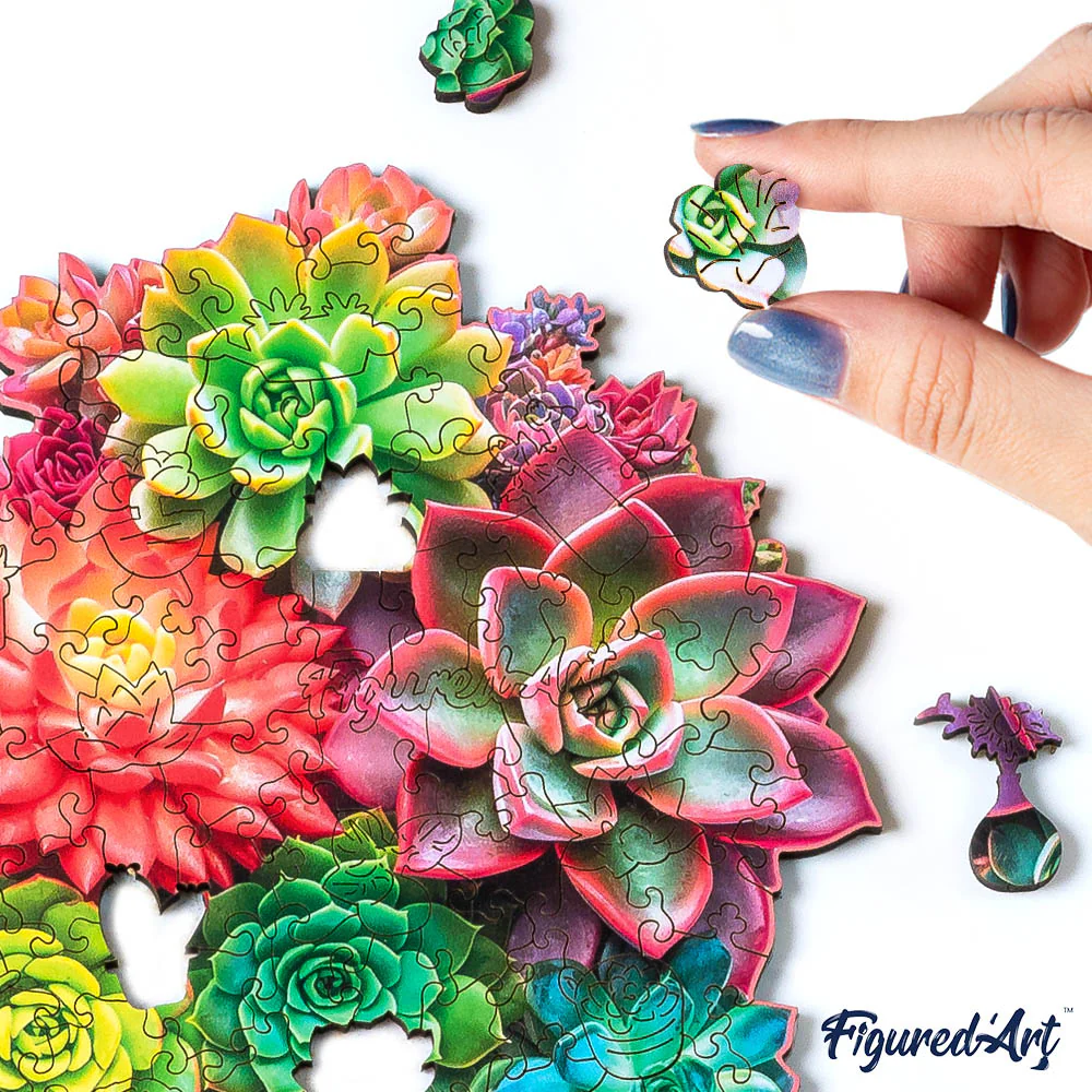 Wooden Puzzle - Succulent Heart - Image 5