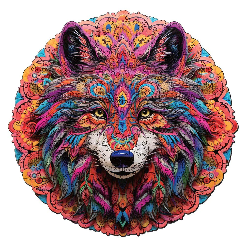Wooden Puzzle - Vibrant Wolf - Image 3