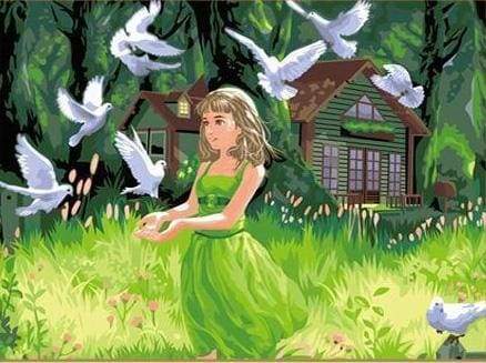 Young Lady feeding Birds