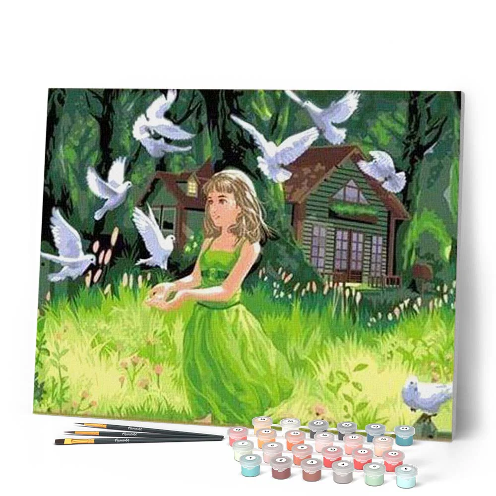 Young Lady feeding Birds - Image 2